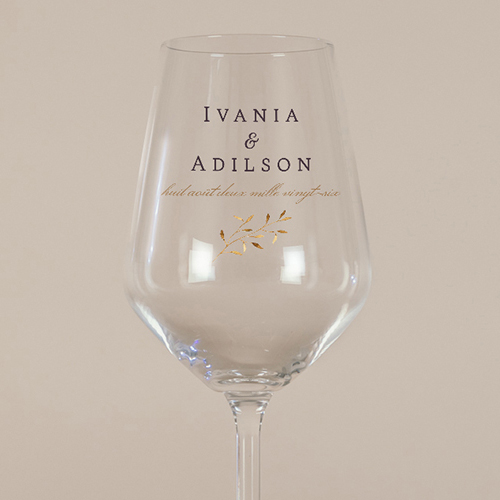 Verre à vin de mariage Feuilles dorées à personnaliser