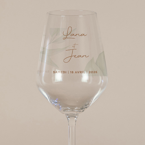 Verre à vin de mariage Feuilles kraft à personnaliser