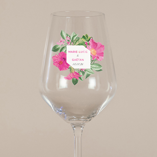 Verre à vin de mariage Floral à personnaliser