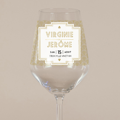 Verre à vin de mariage Gatsby à personnaliser