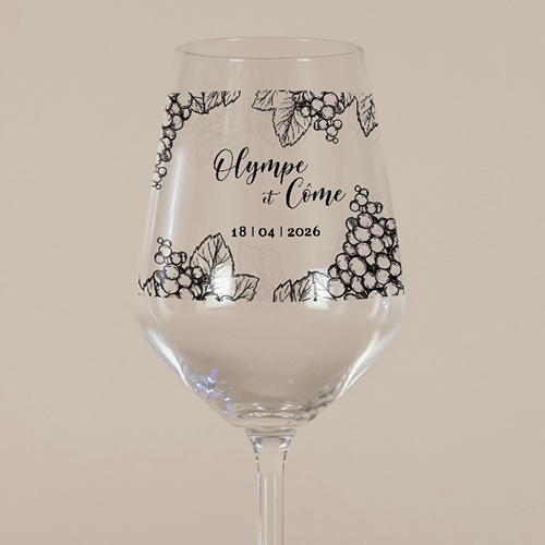 Verre à vin de mariage Grappes à personnaliser