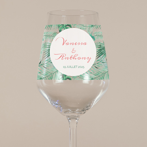 Verre à vin de mariage Jungle à personnaliser