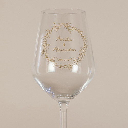Verre à vin de mariage Kraft à personnaliser