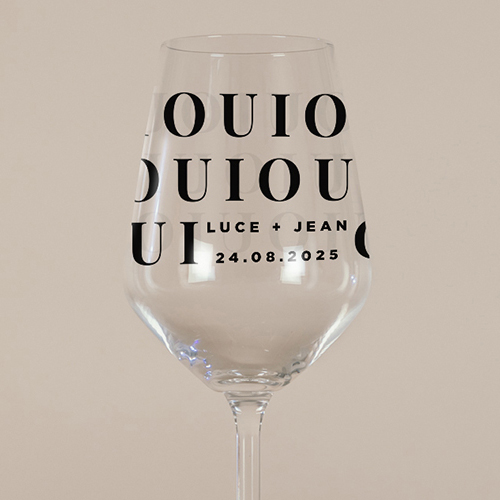 Verre à vin de mariage Lettering à personnaliser