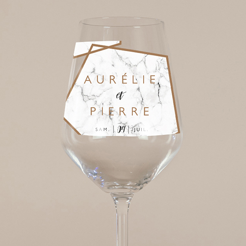 Verre à vin de mariage Marbre à personnaliser