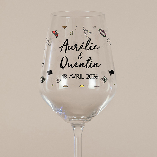 Verre à vin de mariage Motifs à personnaliser