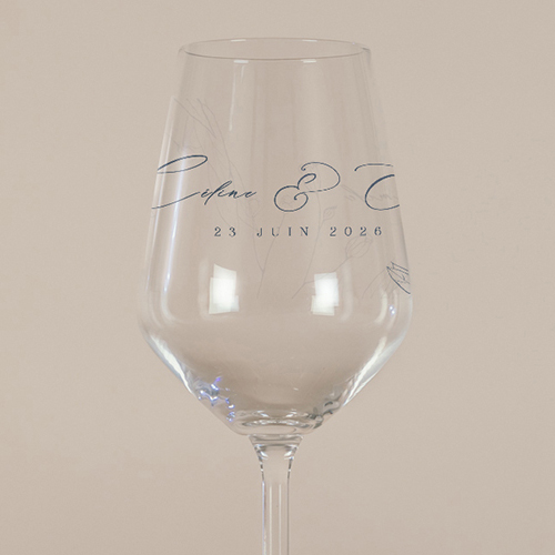 Verre à vin de mariage Navy à personnaliser