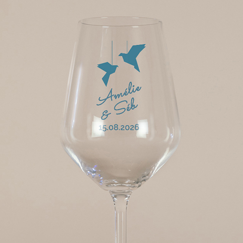 Verre à vin de mariage Origami à personnaliser
