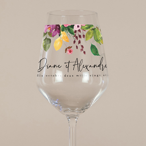 Verre à vin de mariage Pensée à personnaliser