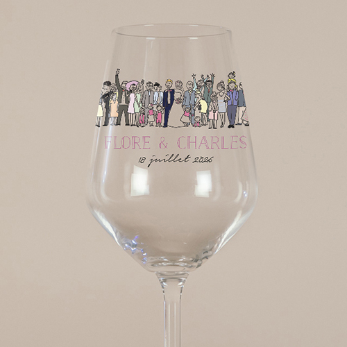 Verre à vin de mariage Photo de groupe à personnaliser