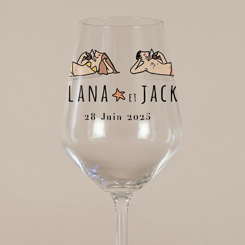 Verre à vin de mariage Plage à personnaliser
