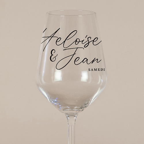 Verre à vin de mariage Prénoms à personnaliser