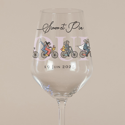 Verre à vin de mariage Vélos à personnaliser