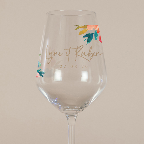 Verre à vin de mariage Zinnia à personnaliser