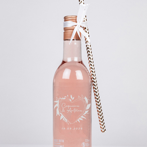 Rosé de mariage Coeur géométrique à personnaliser