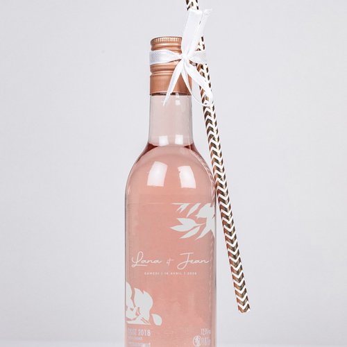 Rosé de mariage Feuilles kraft à personnaliser