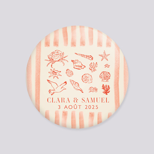 Badge de mariage Coralia à personnaliser