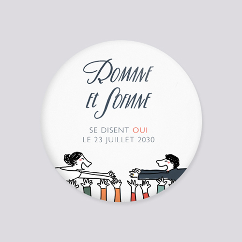 Badge de mariage Crowd Surfin à personnaliser