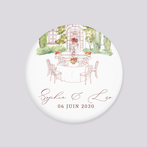 Badge de mariage La Bâtisse à personnaliser