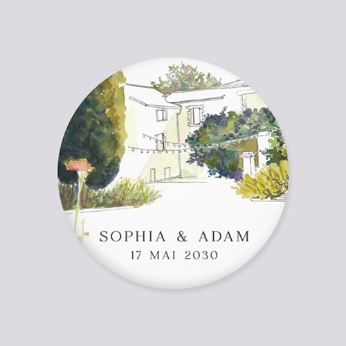 Badge de mariage Mas à personnaliser