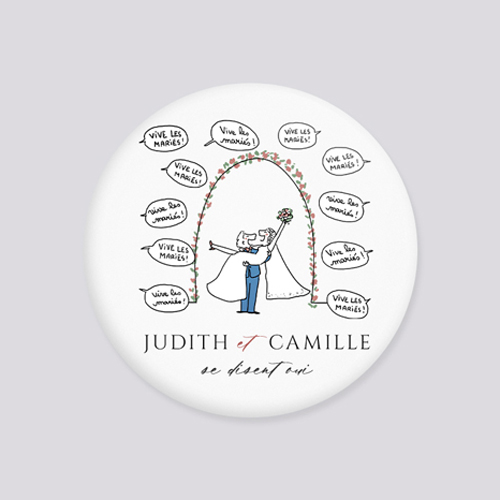 Badge de mariage Vive les Mariés à personnaliser
