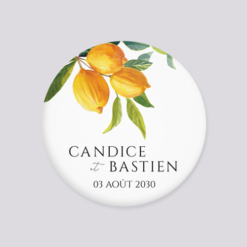 Badge de mariage Zest à personnaliser
