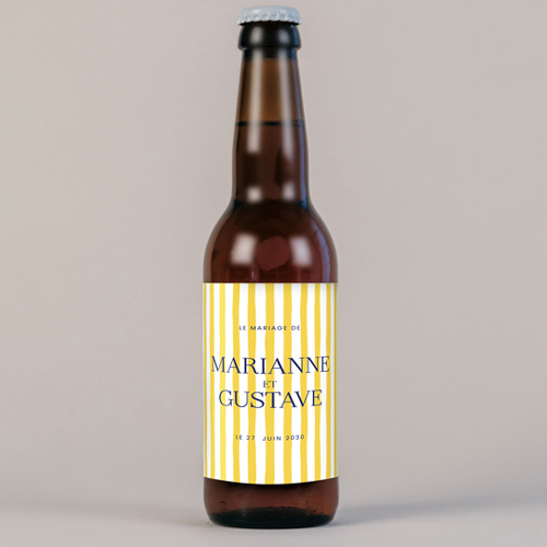 Bière de mariage Stripes Jaune à personnaliser