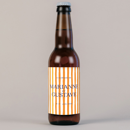 Bière de mariage Stripes Orange à personnaliser