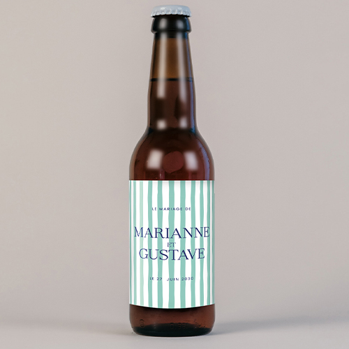 Bière de mariage Stripes Vert à personnaliser