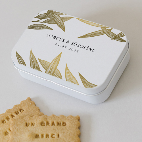 Boîte métal :univers de mariage Aldorée à personnaliser