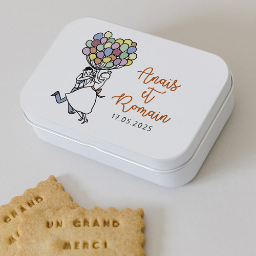 Boîte métal :univers de mariage Ballons à personnaliser