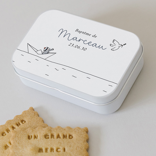 Boîte métal :univers de mariage Bateau à personnaliser