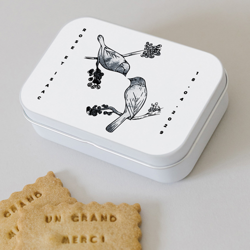 Boîte métal :univers de mariage Birds à personnaliser