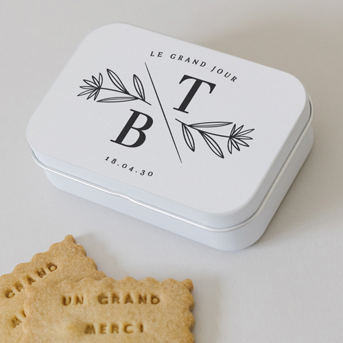 Boîte métal :univers de mariage Blason à personnaliser