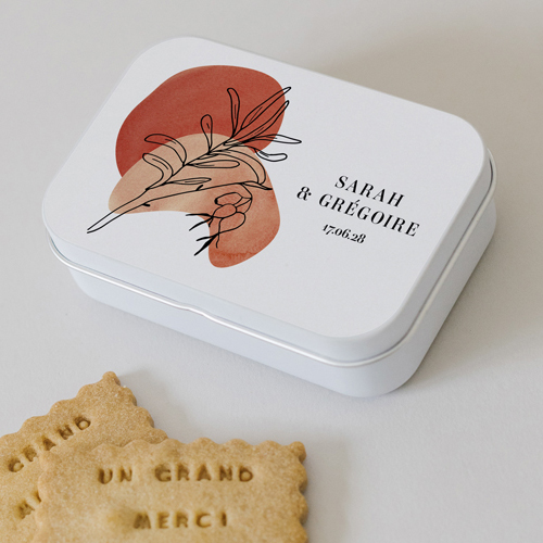 Boîte métal :univers de mariage Camélis à personnaliser