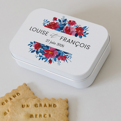 Boîte métal :univers de mariage Charlotte à personnaliser