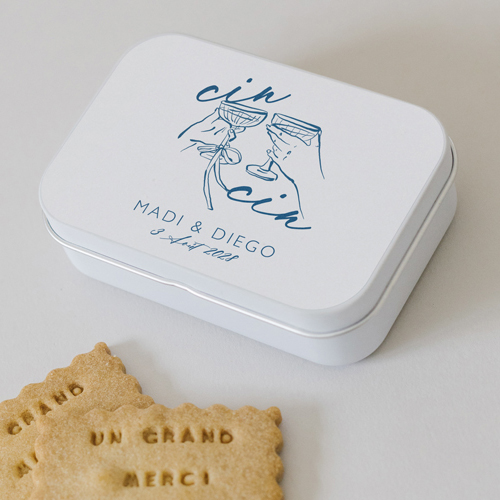 Boîte métal :univers de mariage Cincin à personnaliser