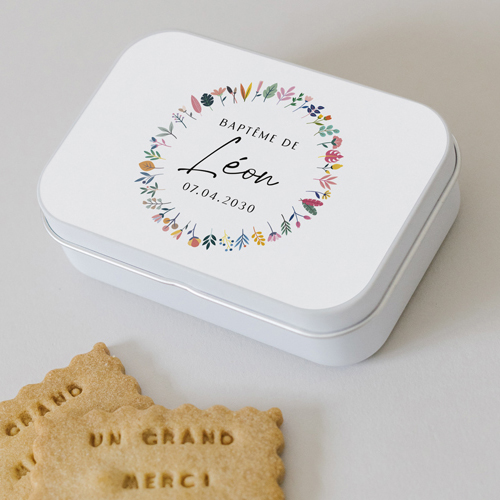 Boîte métal :univers de mariage Clairval à personnaliser