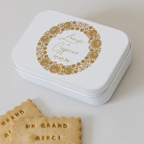 Boîte métal :univers de mariage Clovelly à personnaliser