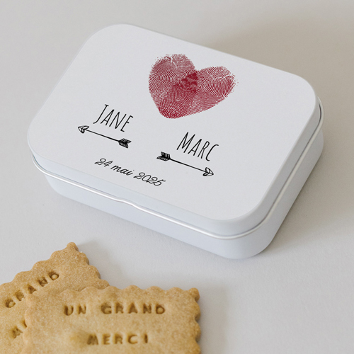 Boîte métal :univers de mariage Coeur à personnaliser