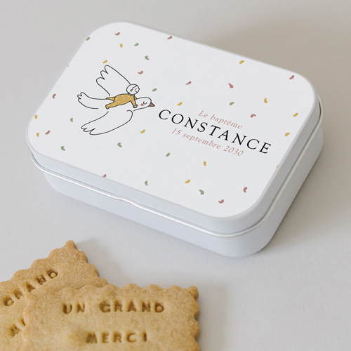 Boîte métal :univers de mariage Colombe à personnaliser