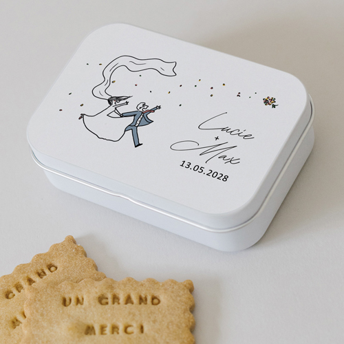 Boîte métal :univers de mariage Coup de vent à personnaliser