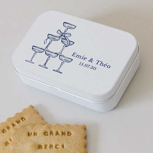 Boîte métal :univers de mariage Cristel à personnaliser
