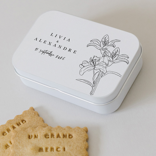 Boîte métal :univers de mariage Dallma à personnaliser