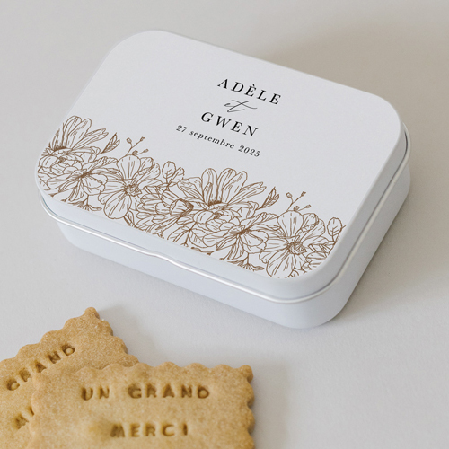 Boîte métal :univers de mariage Devon à personnaliser