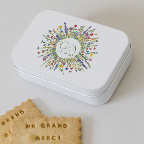 Boîte métal :univers de mariage Eden à personnaliser