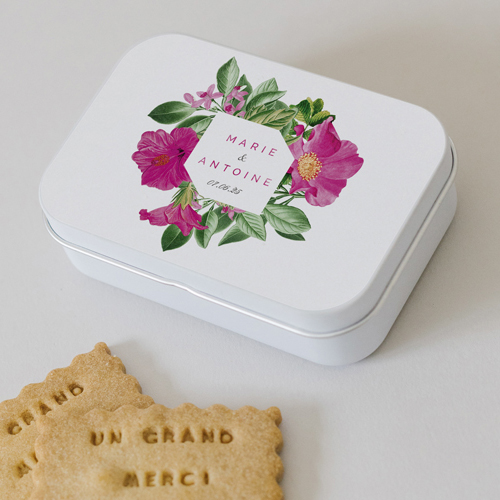 Boîte métal :univers de mariage Floral à personnaliser