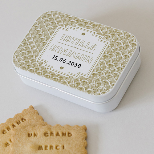 Boîte métal :univers de mariage Gatsby à personnaliser