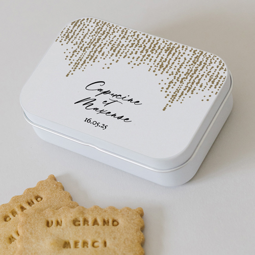 Boîte métal :univers de mariage Glitter à personnaliser