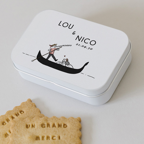 Boîte métal :univers de mariage Gondole à personnaliser